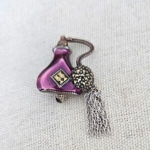 Judith Jack Sterling Silver Marcasite Perfume Bottle Brooch